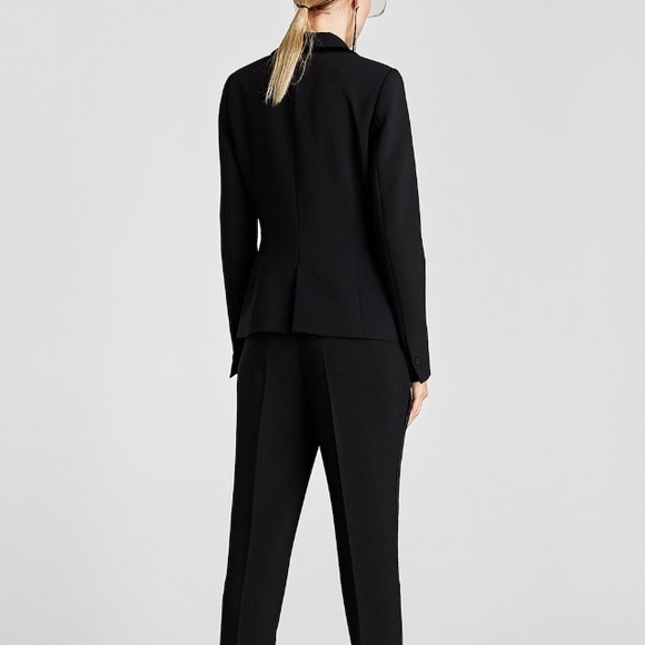 Zara blk velvet contrasting tuxedo collar blazer - Picture 4 of 6